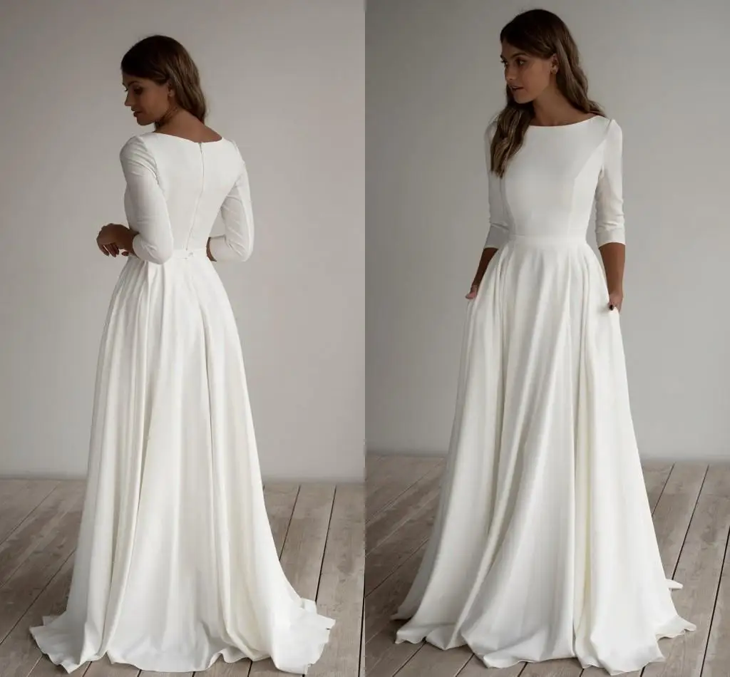 Элегантные Простые скромные свадебные платья, свадебные платья с рукавом 3/4 и самой короткой юбкой со шлейфом, неформальное формальное плат...
Элегантные Простые скромные свадебные платья, свадебные платья с рукавом 3/4 и самой короткой юбкой со шлейфом, неформальное формальное плат...