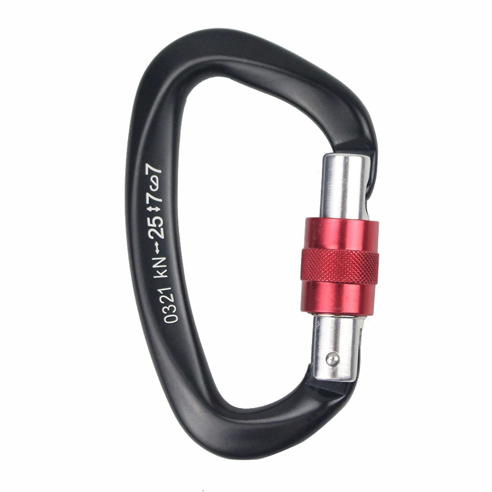 25KN Carabiner D Shape 7075 Aluminum Safety Buckle Master Lock Carabiner For Climbing Hammock Security Lock Buckle
25KN Carabiner D Shape 7075 Aluminum Safety Buckle Master Lock Carabiner For Climbing Hammock Security Lock Buckle