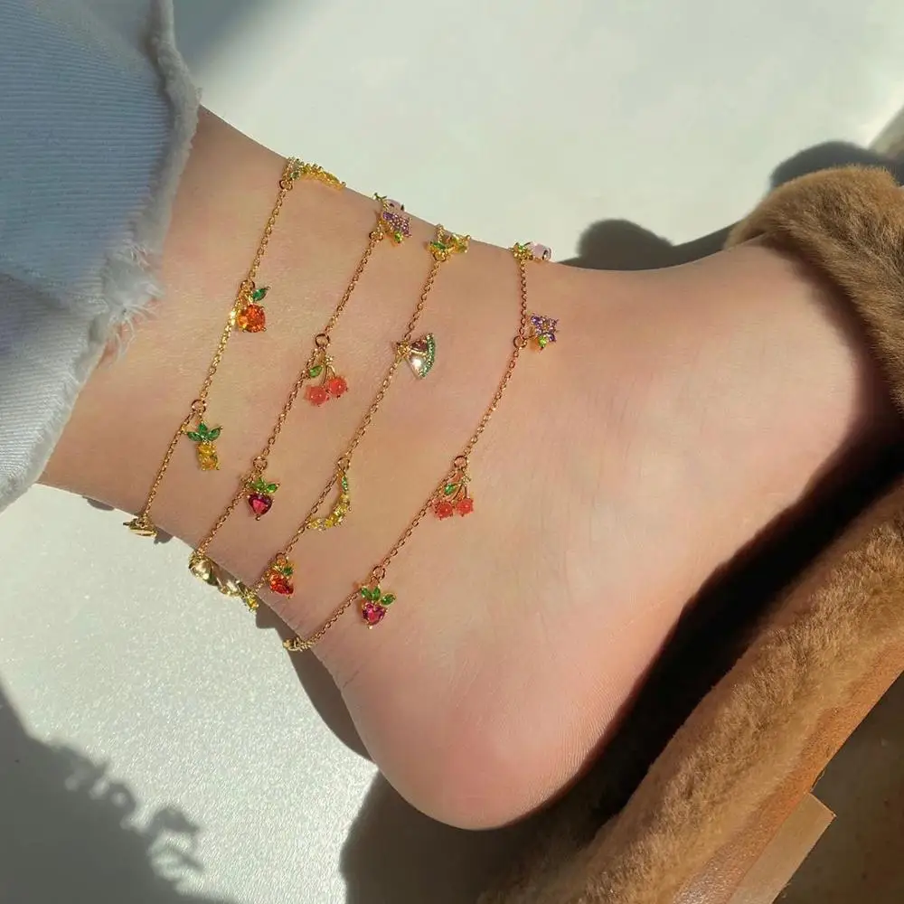 2020 New Cute Fashion Girl's Crystal anklet bracelet Jewelry Summer Must Have Peach Grape Strawberry Fruits Anklets For Women
2020 New Cute Fashion Girl's Crystal anklet bracelet Jewelry Summer Must Have Peach Grape Strawberry Fruits Anklets For Women