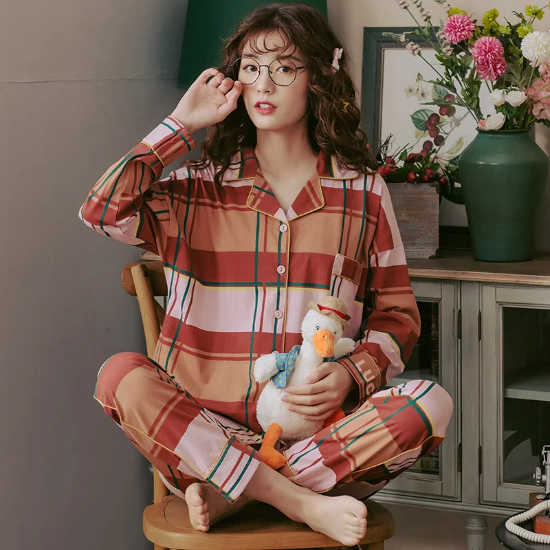 Harajpee Women Pajamas 2021 Spring Autumn Korea Temperament Ladies Lapel Pure Cotton Long-Sleeved Princess Style Home Wear
Harajpee Women Pajamas 2021 Spring Autumn Korea Temperament Ladies Lapel Pure Cotton Long-Sleeved Princess Style Home Wear
