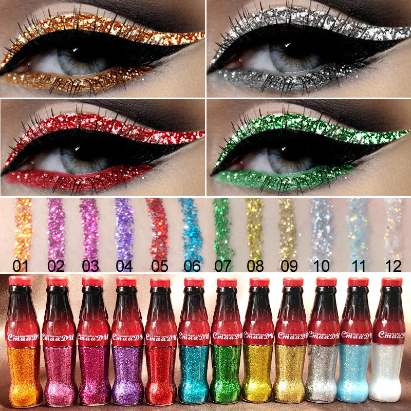 

12 Color Diamond Glitter Eyeliner Liquid Waterproof Lasting Shimmer Eye Liner Pen Party Shine Eye Makeup Cosmetic Dropshiping