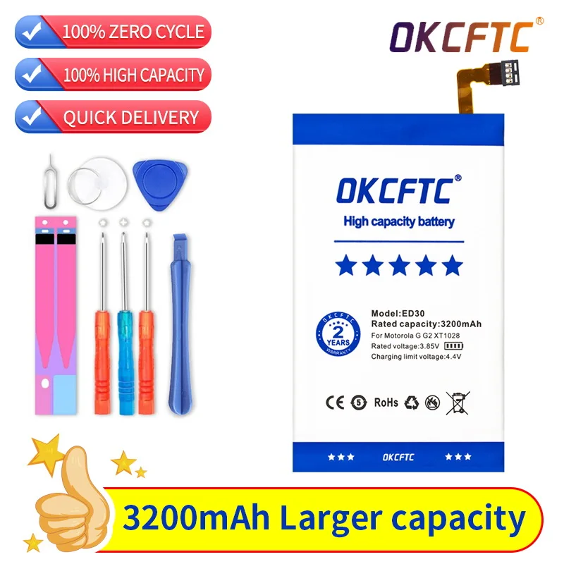 OKCFTC High Quality 3200mAh ED30 battery for Motorola Moto G G2 XT1028 XT1032 XT1033 XT1034 Smartphone
OKCFTC High Quality 3200mAh ED30 battery for Motorola Moto G G2 XT1028 XT1032 XT1033 XT1034 Smartphone