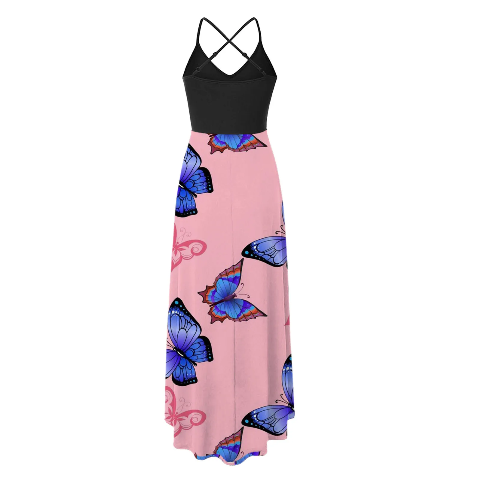 40# Summer Butterfly Printed Maxi Dress Vintage Sleeveless Halter Sling Dress Boho High Waist Asymmetrical Low Cut Dress Women
40# Summer Butterfly Printed Maxi Dress Vintage Sleeveless Halter Sling Dress Boho High Waist Asymmetrical Low Cut Dress Women