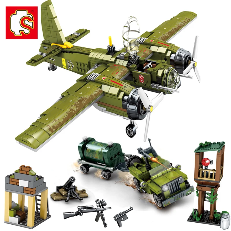 SEMBO Military Plane Weapon P-40 Fighter Ju-88 Bomber Building Blocks WW2 Helicopter Pilot Army Soldier Figures Bricks Kids Toys
SEMBO Military Plane Weapon P-40 Fighter Ju-88 Bomber Building Blocks WW2 Helicopter Pilot Army Soldier Figures Bricks Kids Toys