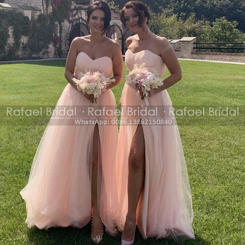 Side Split Peach Tulle Bridesmaid Dresses Elegant 2021 Long Puffy A Line Women Sweetheart Neck Pearl Pink Maid Of Honor Dress
Side Split Peach Tulle Bridesmaid Dresses Elegant 2021 Long Puffy A Line Women Sweetheart Neck Pearl Pink Maid Of Honor Dress