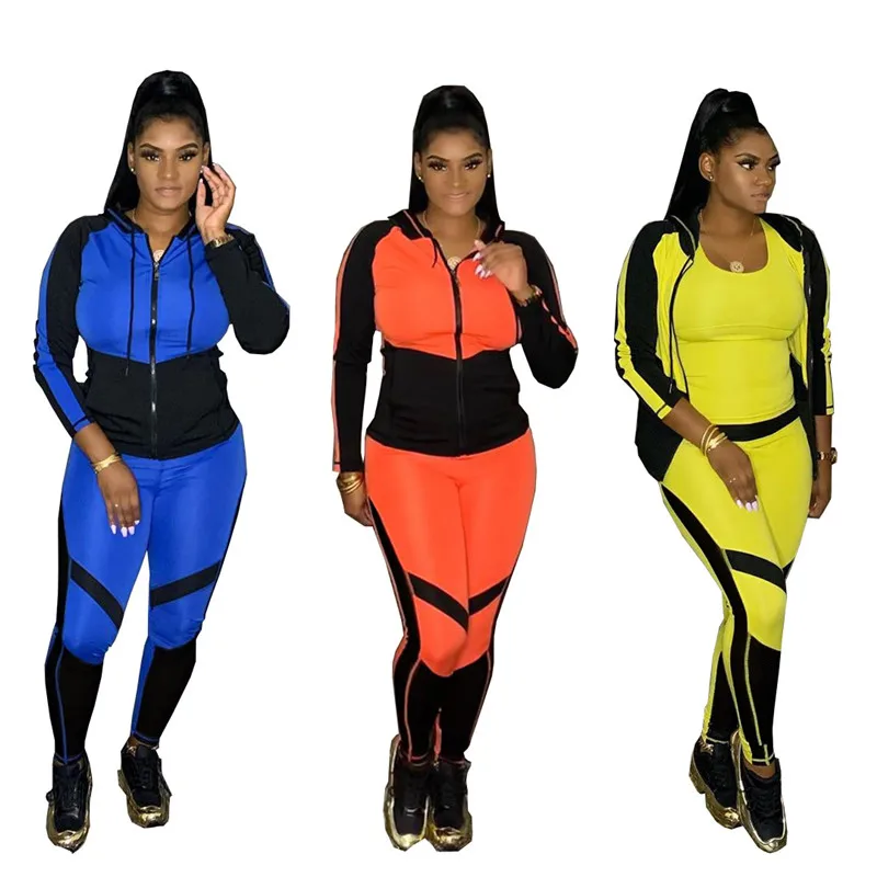 Sportwear Patchwork Women's Set Zipper Hooded Tops Legging Pant Set Tracksuit Matching Two Piece Outfit Active Sweatsuit
Sportwear Patchwork Women's Set Zipper Hooded Tops Legging Pant Set Tracksuit Matching Two Piece Outfit Active Sweatsuit