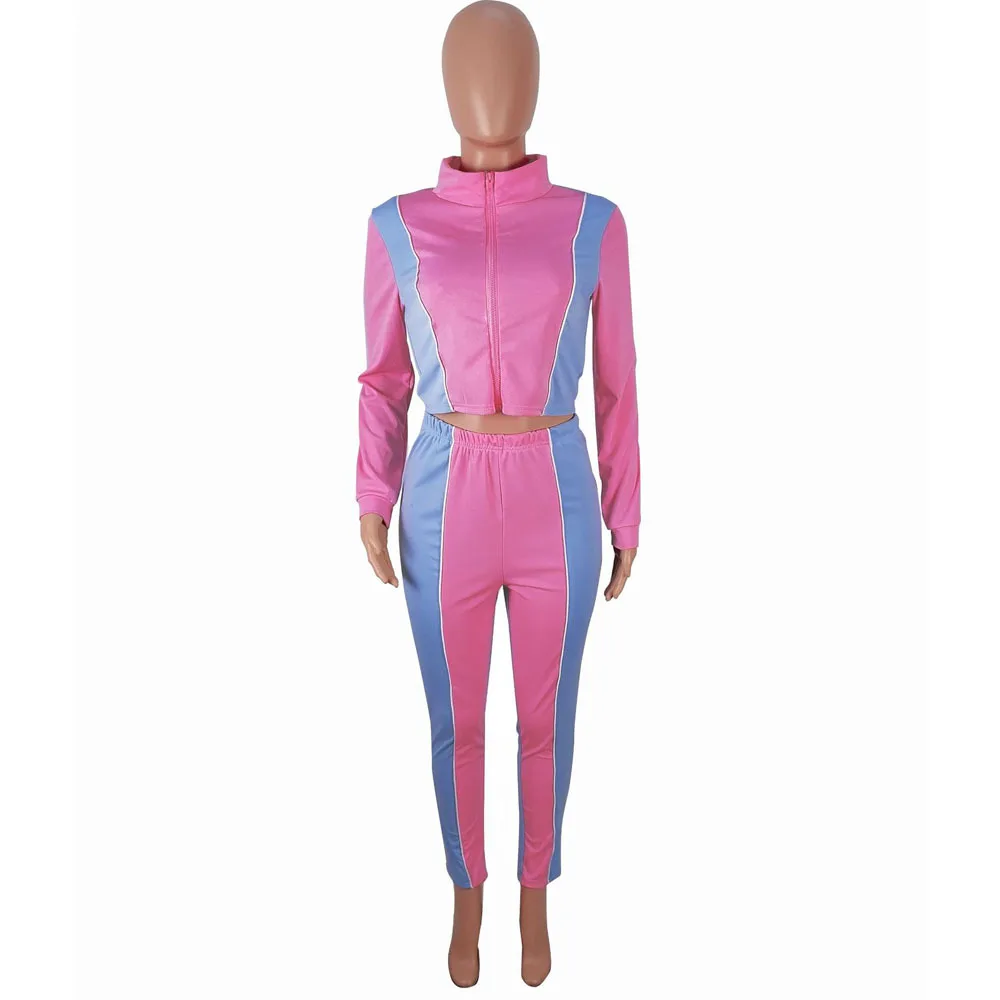 Activewear Color Block Spliced Sweatsuit Women's Sets Deep V Neck Long Sleeve Slim Crop Top High Waist Pencil Legging Streetwear
Activewear Color Block Spliced Sweatsuit Women's Sets Deep V Neck Long Sleeve Slim Crop Top High Waist Pencil Legging Streetwear