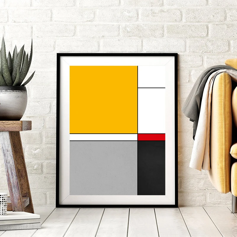 Piet Mondrian Art Prints Canvas Poster Yellow Black Abstract Geometric Painting Gallery Wall Picture Living Room Home Decor | Дом и сад