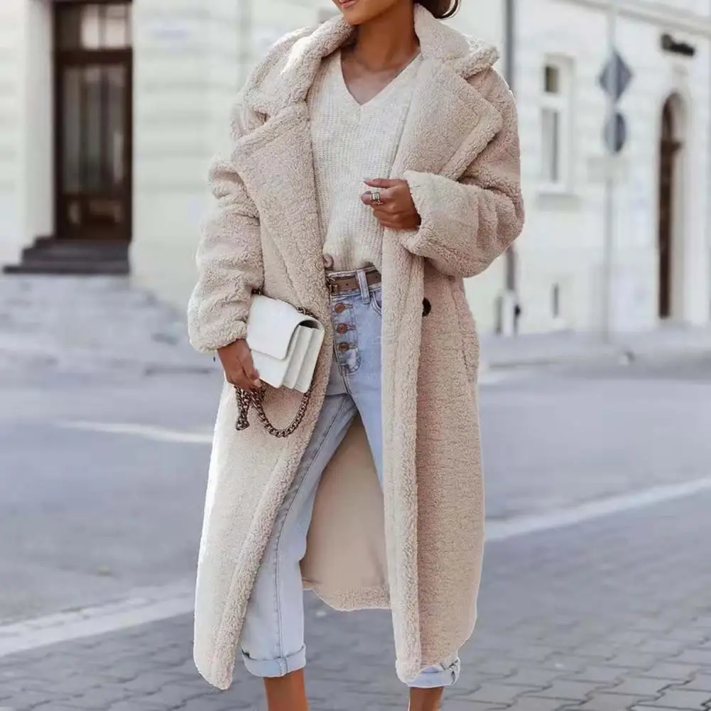 Women's winter jacket Long Sleeve Side Pockets Fluffy Coat Lapel Solid Color Women Long Plush Overcoat Female Woman clothes
Women's winter jacket Long Sleeve Side Pockets Fluffy Coat Lapel Solid Color Women Long Plush Overcoat Female Woman clothes