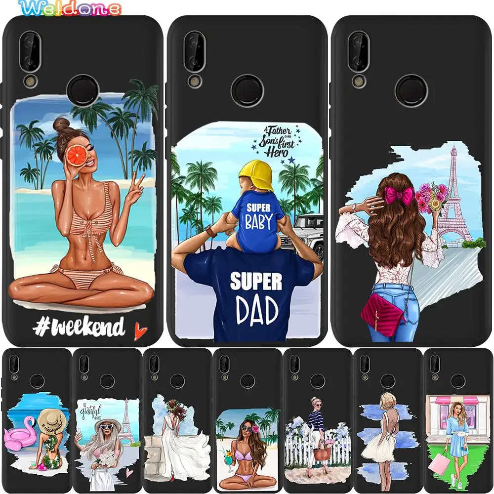 Модный черный чехол для телефона Mam Super Mom Baby Girl Huawei Honor 8 9 10 Lite honor 9X 20 Pro P Smart мягкий