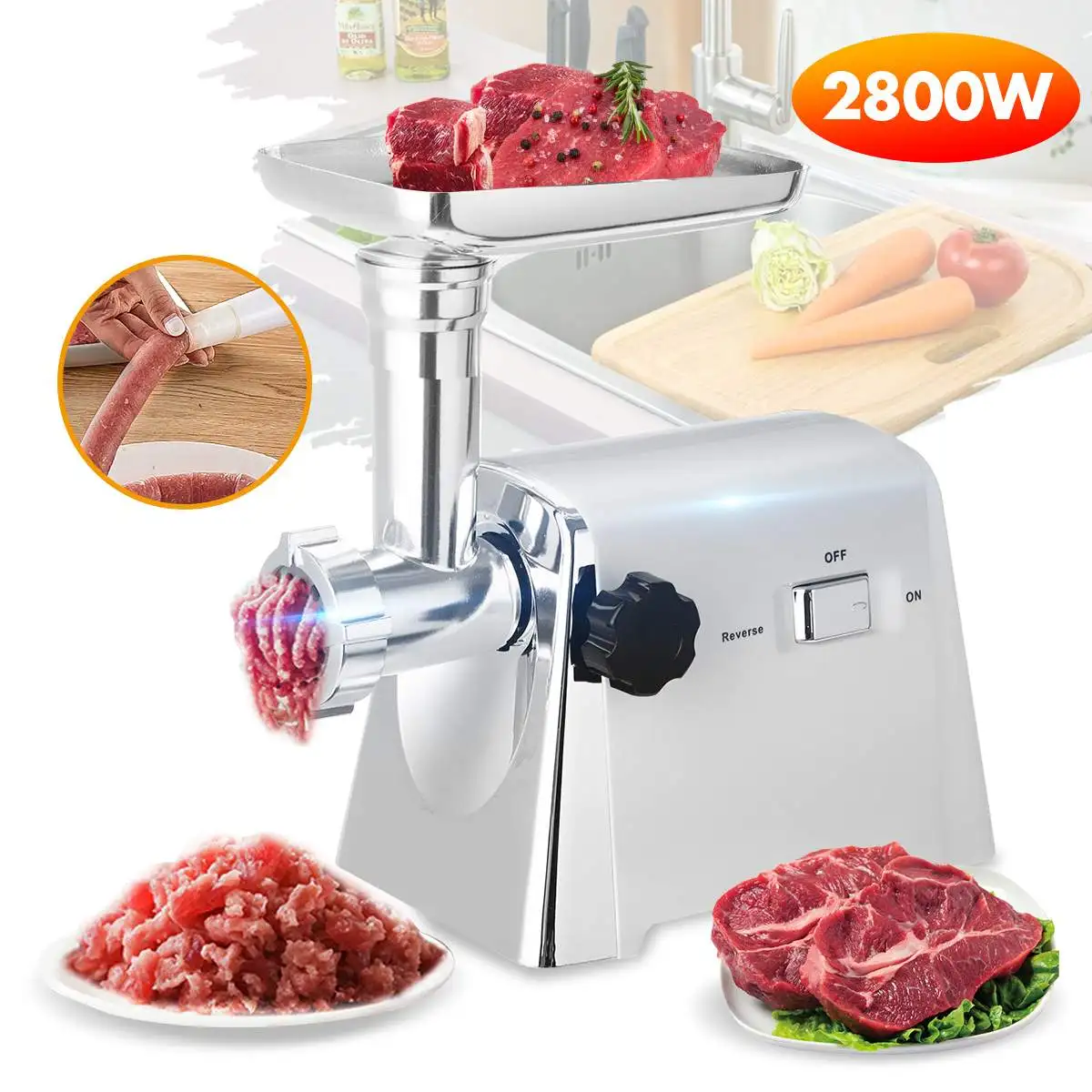 2800W Electric Meat Grinders Stainless Steel Powerful Electric Grinder Sausage Stuffer Meat Mincer Home Kitchen Food Processor
2800W Electric Meat Grinders Stainless Steel Powerful Electric Grinder Sausage Stuffer Meat Mincer Home Kitchen Food Processor
