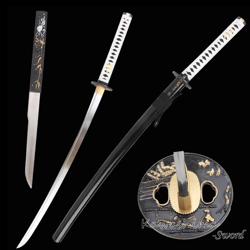 Real Steel Blade-Espada ninja 1045 Carbon Steel Full Tang Sharp Edge-Wooden Saya With Small Knife-Plant Tsuba-Japanese Katanas
Real Steel Blade-Espada ninja 1045 Carbon Steel Full Tang Sharp Edge-Wooden Saya With Small Knife-Plant Tsuba-Japanese Katanas