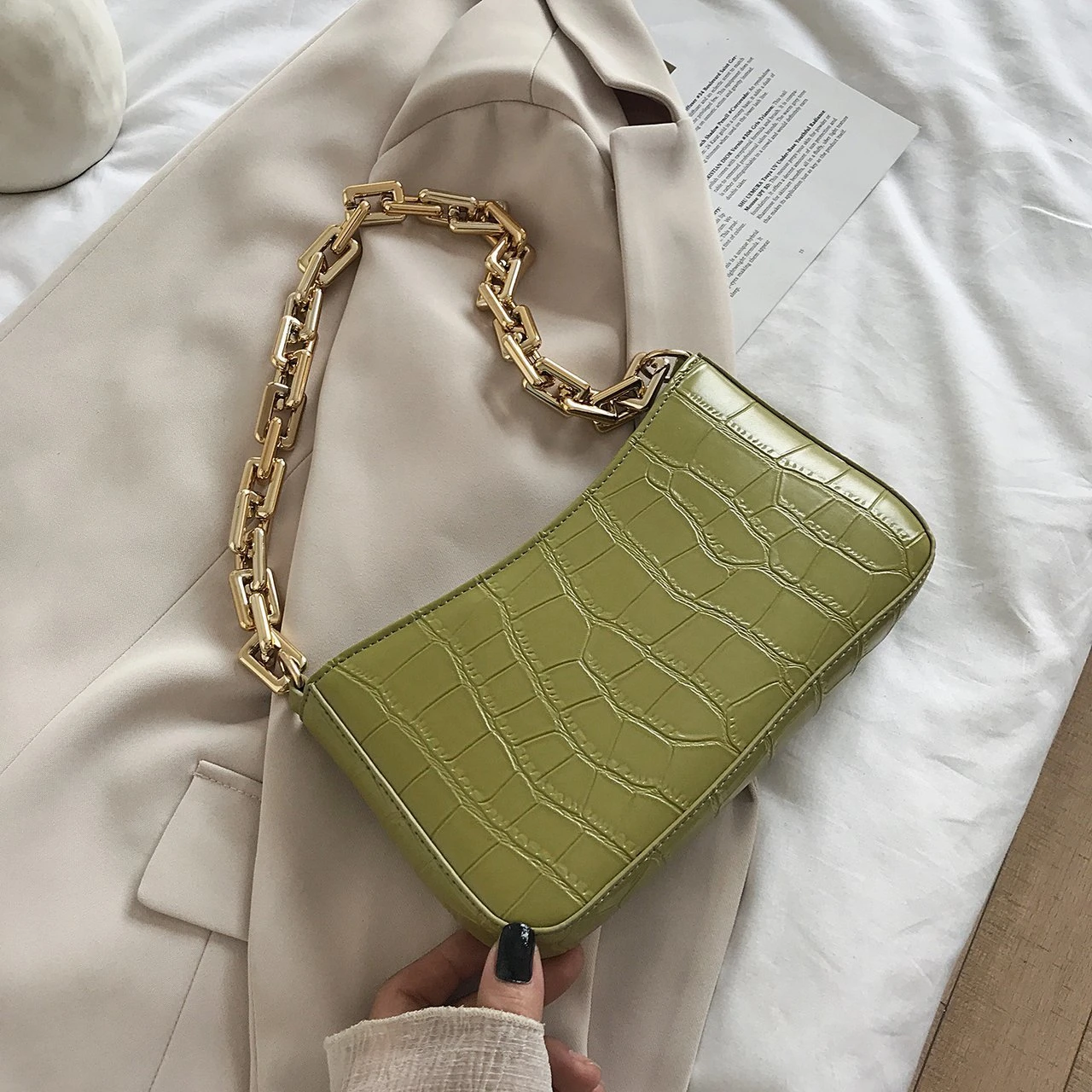 Stone Pattern PU Leather Armpit Bag For Women 2020 Solid Metal Chain Shoulder Purses And Handbags Female Travel Fashion Hand Bag
Stone Pattern PU Leather Armpit Bag For Women 2020 Solid Metal Chain Shoulder Purses And Handbags Female Travel Fashion Hand Bag
