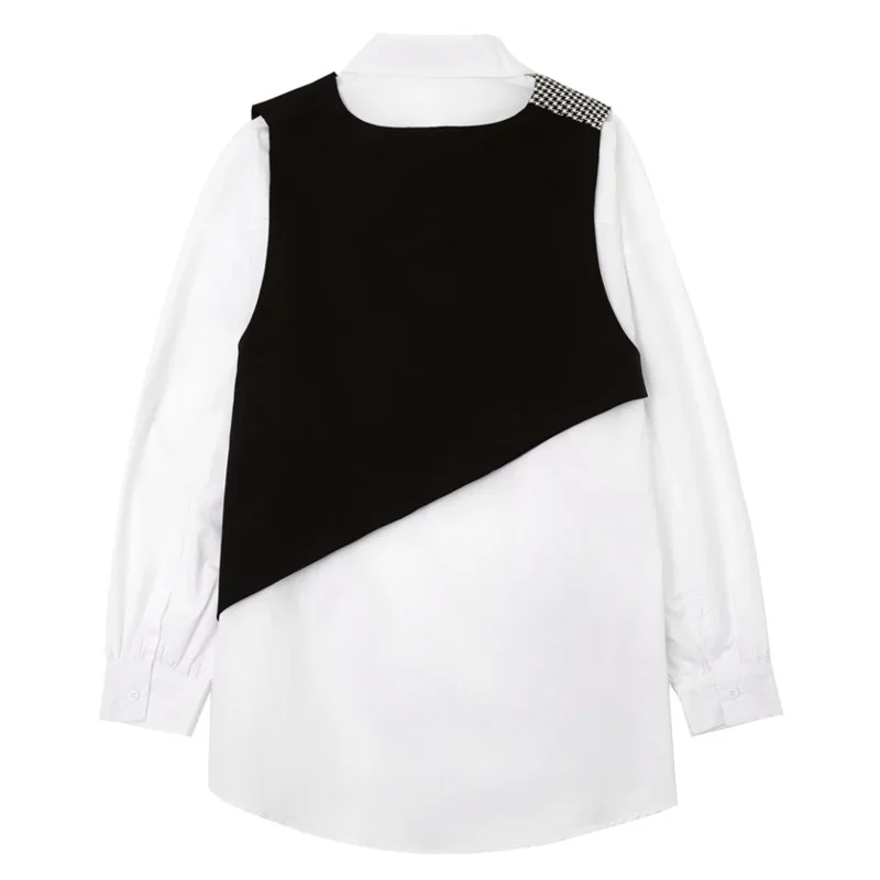 2021 spring turn-down collar black plaid pattern single-breasted streetwear long-sleeved fashion vest+shirt for women C912
2021 spring turn-down collar black plaid pattern single-breasted streetwear long-sleeved fashion vest+shirt for women C912