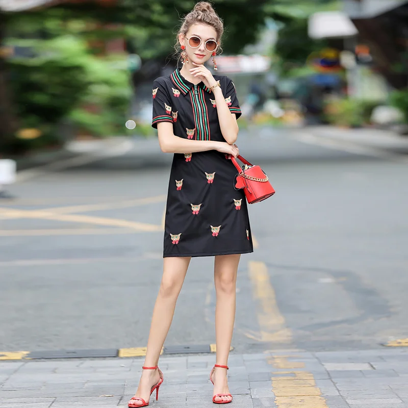 DIDABOLE Designer High Quality New Summer Women'S Party Office Animal Embroidery Stripe Patchwork Elegant Fashion Mini Dress
DIDABOLE Designer High Quality New Summer Women'S Party Office Animal Embroidery Stripe Patchwork Elegant Fashion Mini Dress