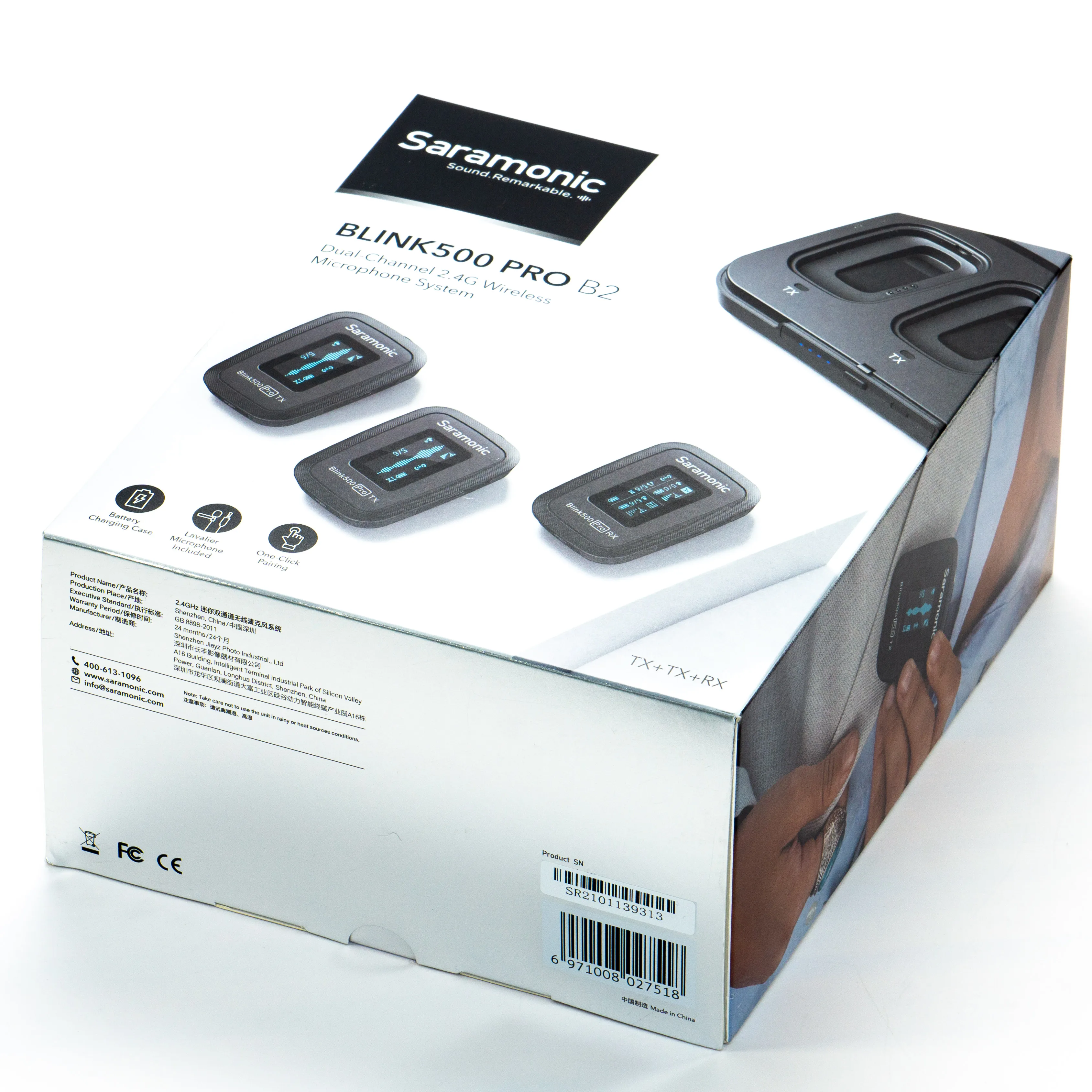 Saramonic Blink500 PRO B2 Wireless Dual Channel Lavalier Microphone(TX+TX+RX) Portable Charging Case Interview DSLR&Smartphone 
Saramonic Blink500 PRO B2 Wireless Dual Channel Lavalier Microphone(TX+TX+RX) Portable Charging Case Interview DSLR&Smartphone
