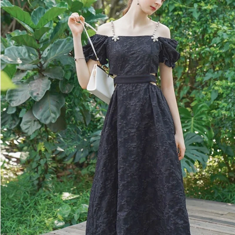 2021 Bubble Sleeve Summer For Women Dress Korean Sweet Vintage Evening Party Midi Ladies Black Sexy France Elegant Dress Clothes
2021 Bubble Sleeve Summer For Women Dress Korean Sweet Vintage Evening Party Midi Ladies Black Sexy France Elegant Dress Clothes