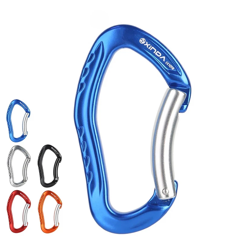 

Professional Quality 22KN Rock Climbing Bent Quickdraw Spring-loaded Gate Buckle Aluminum Carabiner Outdoor Kits