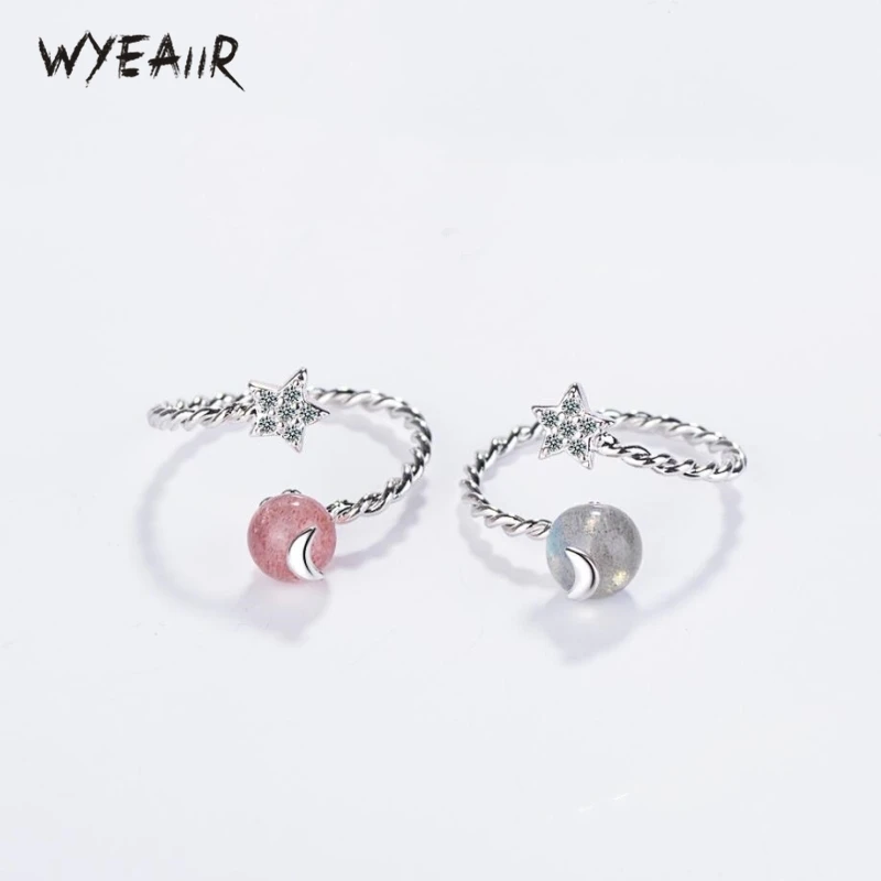 WYEAIIR Moonstone Strawberry Crystal Star Simple Cute Fresh Literary Creative 925 Sterling Silver Female Resizable Opening Rings
WYEAIIR Moonstone Strawberry Crystal Star Simple Cute Fresh Literary Creative 925 Sterling Silver Female Resizable Opening Rings