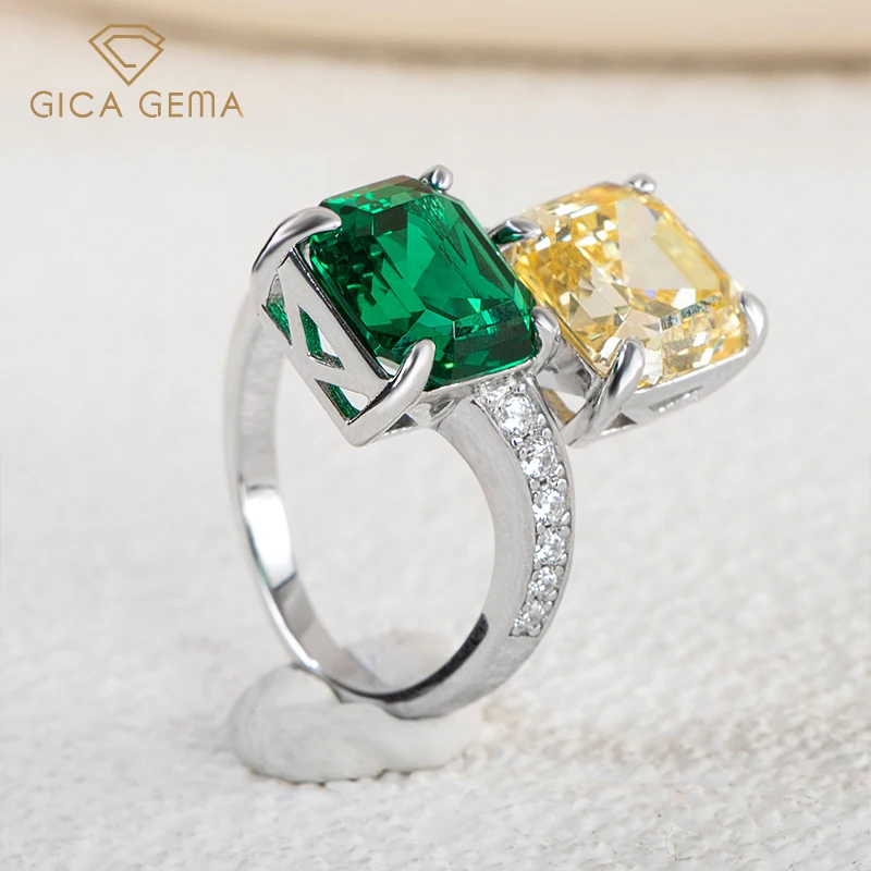 Gica Gema Classic 925 Sterling Silver Open Rings Green Yellow Diamond 10*10 Stone Square Shape Fine Finger Jewelry Wedding Party
Gica Gema Classic 925 Sterling Silver Open Rings Green Yellow Diamond 10*10 Stone Square Shape Fine Finger Jewelry Wedding Party