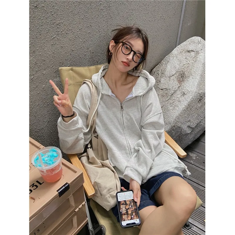 American Hooded Sweatshirts Spring and Autumn Thin Korean Version Loose Bf Fashionable Solid Color Hoodies Long Sleeve Top Ins
American Hooded Sweatshirts Spring and Autumn Thin Korean Version Loose Bf Fashionable Solid Color Hoodies Long Sleeve Top Ins