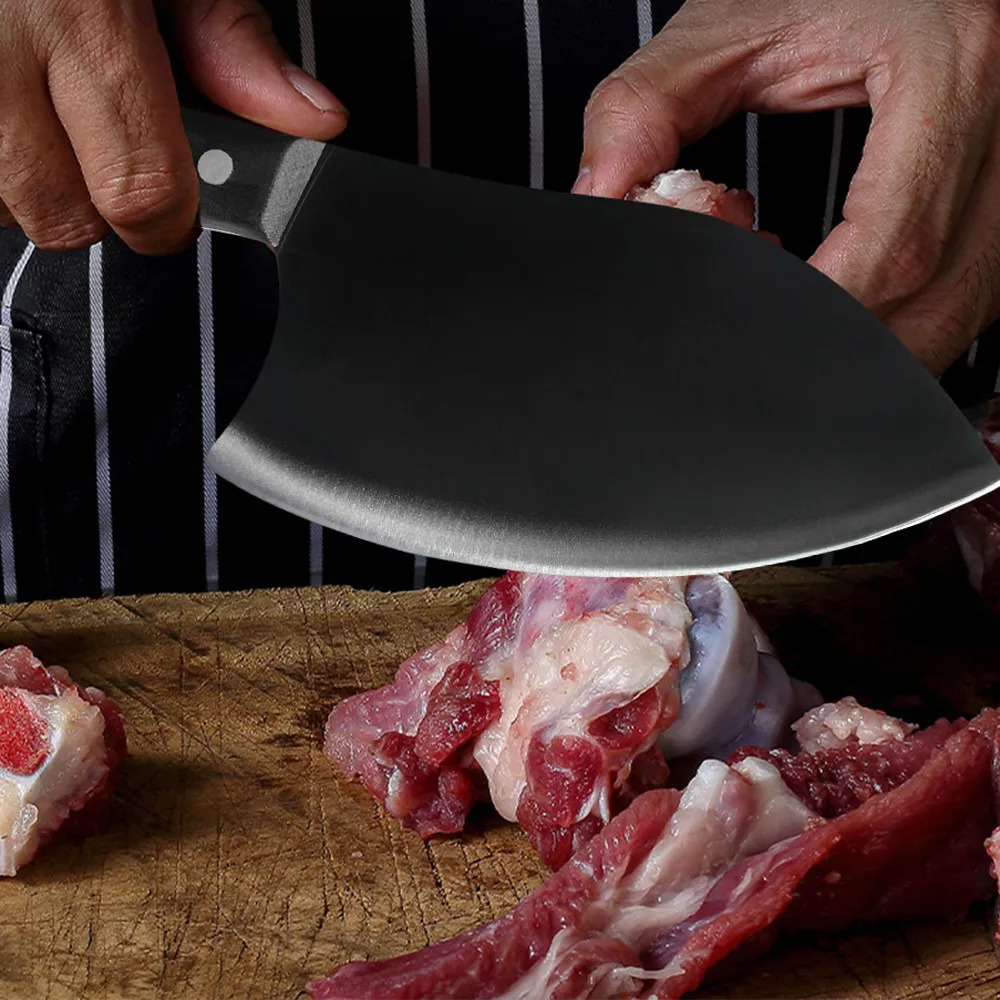 New Chinese Small Kitchen Knife Peach-Shaped Stainless Steel Black Blade Slicing Meat Cleaver Knife Kitchen Chopper Chef Knife
New Chinese Small Kitchen Knife Peach-Shaped Stainless Steel Black Blade Slicing Meat Cleaver Knife Kitchen Chopper Chef Knife