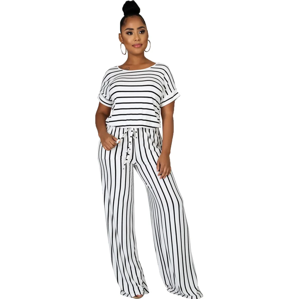 2021 Summer Striped Printed Women Jumpsuits Casual O-Neck Short Sleeve Plus Size Lace-Up Loose Rompers Fashionable Streetwear
2021 Summer Striped Printed Women Jumpsuits Casual O-Neck Short Sleeve Plus Size Lace-Up Loose Rompers Fashionable Streetwear