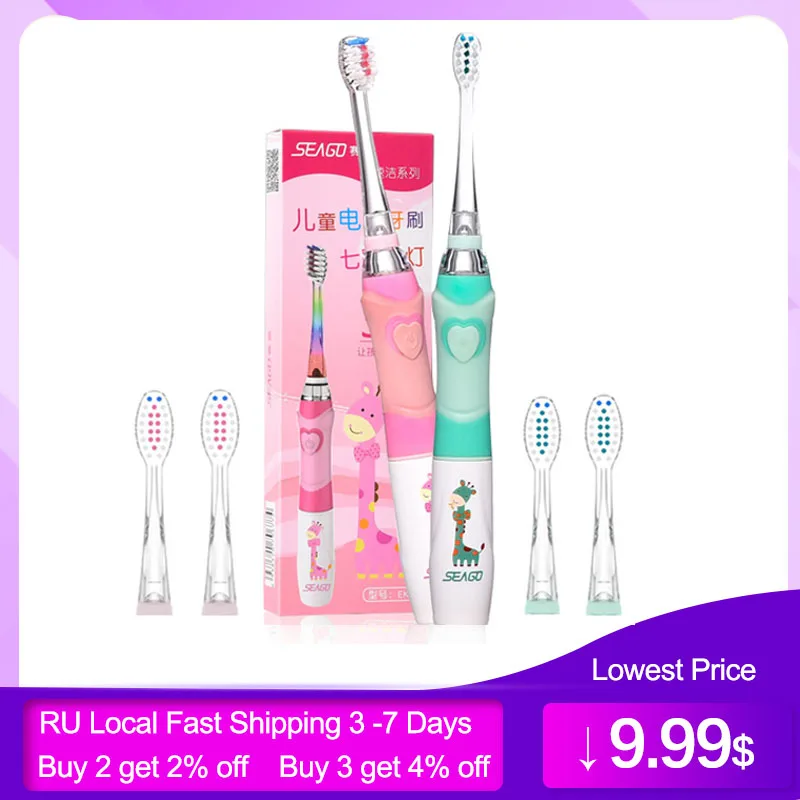 Seago Children's Electric Toothbrush LED Light Smart Reminder Replacement Nozzles Battery Supply Sonic Toothbrush for 3 Years+
Seago Children's Electric Toothbrush LED Light Smart Reminder Replacement Nozzles Battery Supply Sonic Toothbrush for 3 Years+