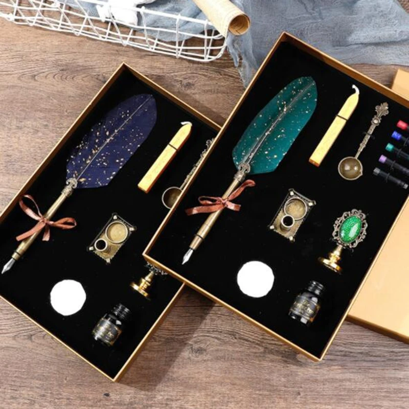 Retro Gothic Style Quill Pen Set Retro Wax Seal Stamp Kit Vintage Gift Box Calligraphy Writing Pen Calligraphy Pen Sets
Retro Gothic Style Quill Pen Set Retro Wax Seal Stamp Kit Vintage Gift Box Calligraphy Writing Pen Calligraphy Pen Sets