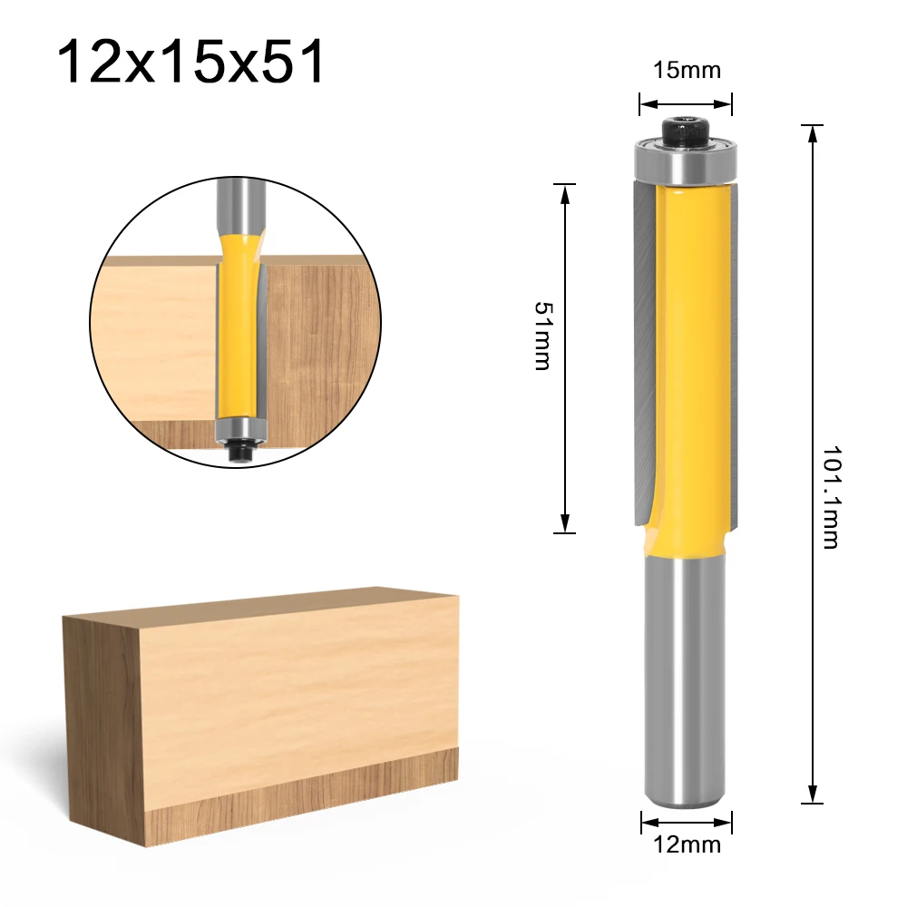 1 шт. 12 мм хвостовик с длинным лезвием Концевая фреза концевой подшипник для