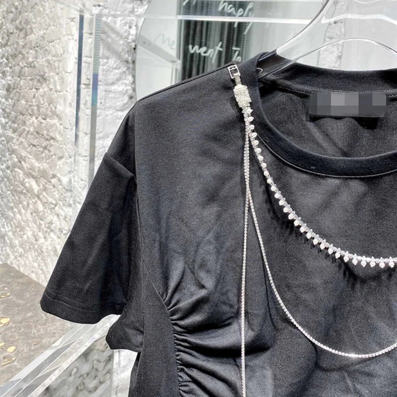 VGH Casual Patchwork Bowknot Chain T Shirt For Women O Neck Short Sleeve Irregular Straight Loose T Shirts Female 2021 Stylish
VGH Casual Patchwork Bowknot Chain T Shirt For Women O Neck Short Sleeve Irregular Straight Loose T Shirts Female 2021 Stylish