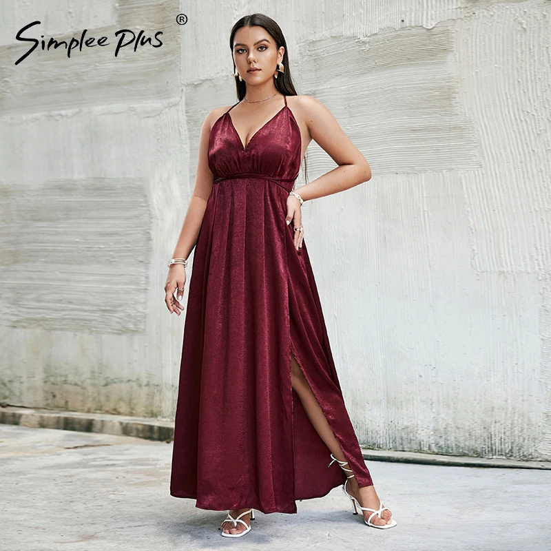 Simplee Plus Sexy spaghetti strap women dress plus size Elegant high split lace up dress 4XL Solid oversize backless vestidos
Simplee Plus Sexy spaghetti strap women dress plus size Elegant high split lace up dress 4XL Solid oversize backless vestidos