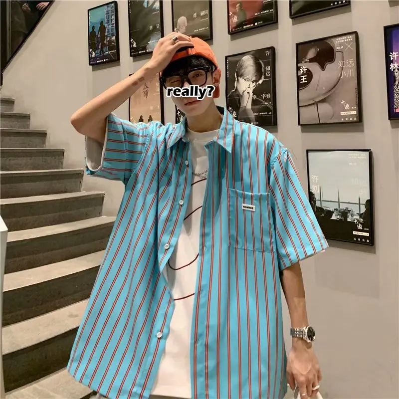 Striped label shirt men's short-sleeved summer thin trendy ins loose inch shirt Hong Kong style new Japanese shirt jacket
Striped label shirt men's short-sleeved summer thin trendy ins loose inch shirt Hong Kong style new Japanese shirt jacket