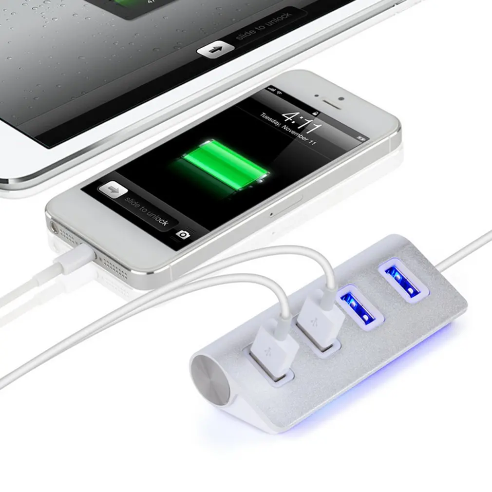 Portable Size Aluminum Alloy Super High Speed 4 Ports USB Hub USB Splitter Adapter With LED Indicator For PC Laptop Computer
Portable Size Aluminum Alloy Super High Speed 4 Ports USB Hub USB Splitter Adapter With LED Indicator For PC Laptop Computer