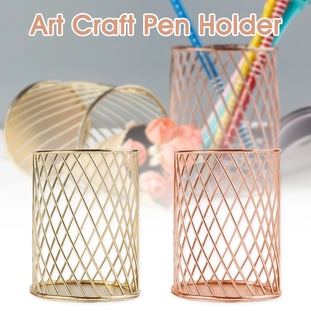 Rose Gold Wrought Iron Wire Pen Holder Makeup Brush Storage Organizer Pencil Cup Holders Desktop Home Stationery Container
Rose Gold Wrought Iron Wire Pen Holder Makeup Brush Storage Organizer Pencil Cup Holders Desktop Home Stationery Container