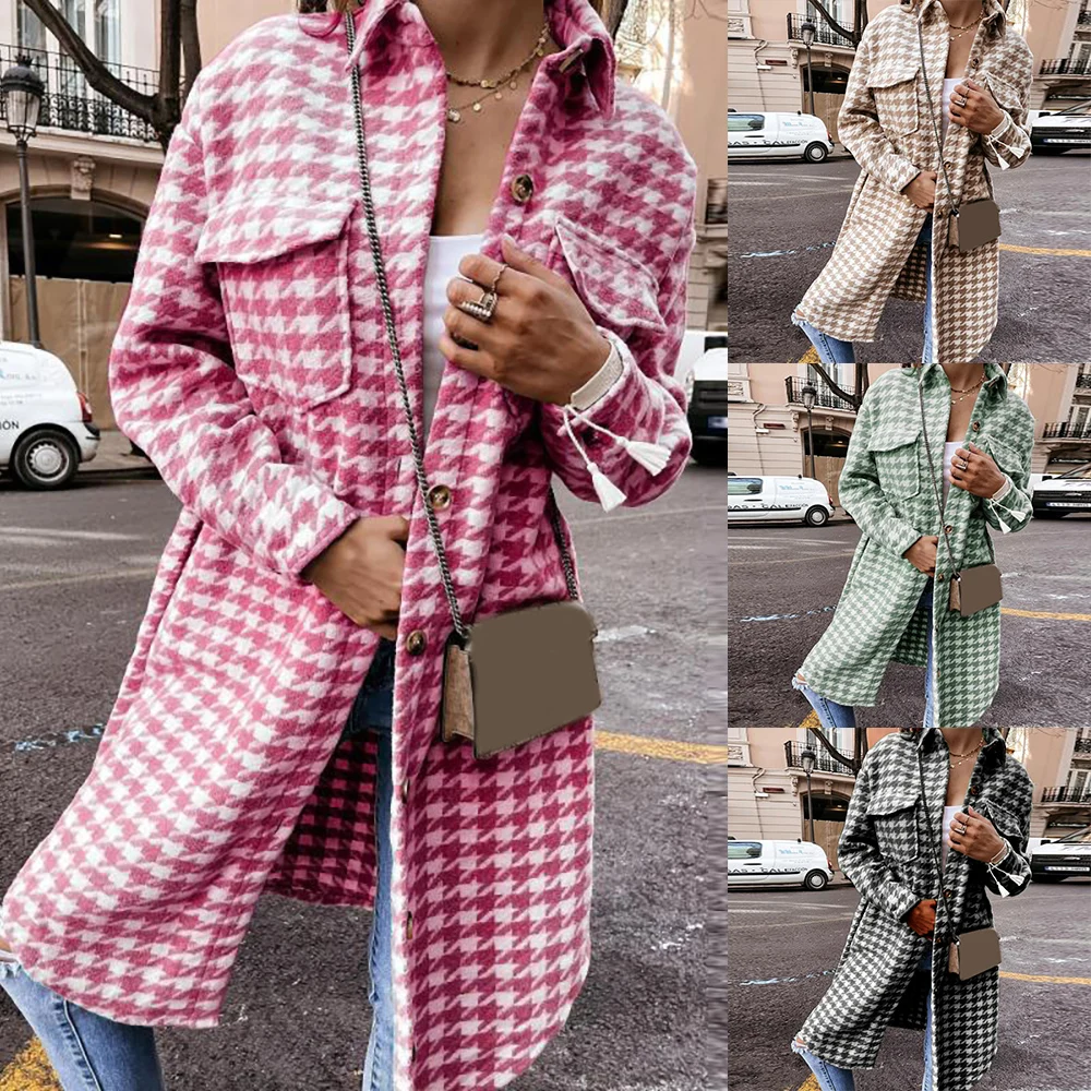 Turn-Down Collar Single-Breasted Suit Women'S Coat Winter/Autumn 2021 Houndstooth Jacket Women Overcoat Outerwear
Turn-Down Collar Single-Breasted Suit Women'S Coat Winter/Autumn 2021 Houndstooth Jacket Women Overcoat Outerwear