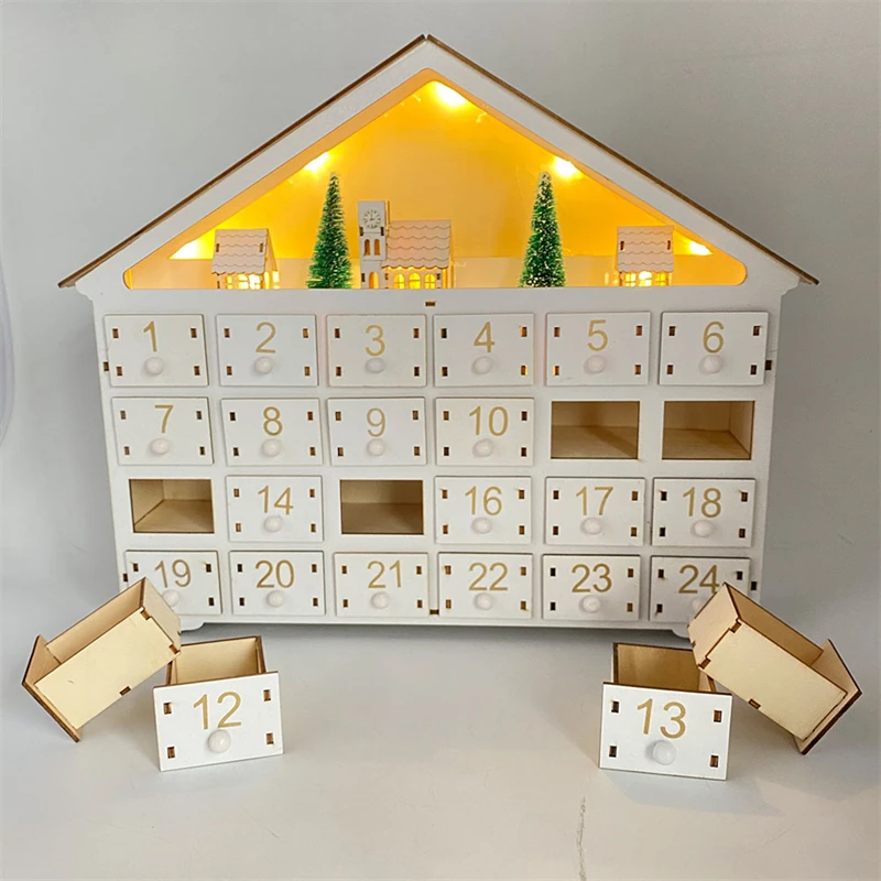 Tree House Wooden Advent Calendar Countdown Christmas Party Decor 24 Drawers LED Light Decoration Home Crafts Xmas Ornament
Tree House Wooden Advent Calendar Countdown Christmas Party Decor 24 Drawers LED Light Decoration Home Crafts Xmas Ornament