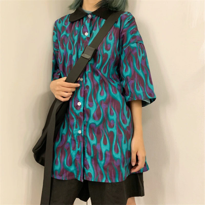 Casual Streetwear Print Short Sleeve Women Tops And Blouses Harajuku Ladies Turn-Down Collar Kimono Loose Shirts Blusas Mujer
Casual Streetwear Print Short Sleeve Women Tops And Blouses Harajuku Ladies Turn-Down Collar Kimono Loose Shirts Blusas Mujer