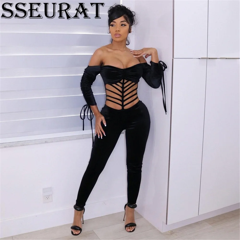 SSEURAT Women Sexy Velvet Off Shoulder Long sleeve Jumpsuit One Piece Overalls Bodycon Rompers Party Nightclub Playsuit
SSEURAT Women Sexy Velvet Off Shoulder Long sleeve Jumpsuit One Piece Overalls Bodycon Rompers Party Nightclub Playsuit