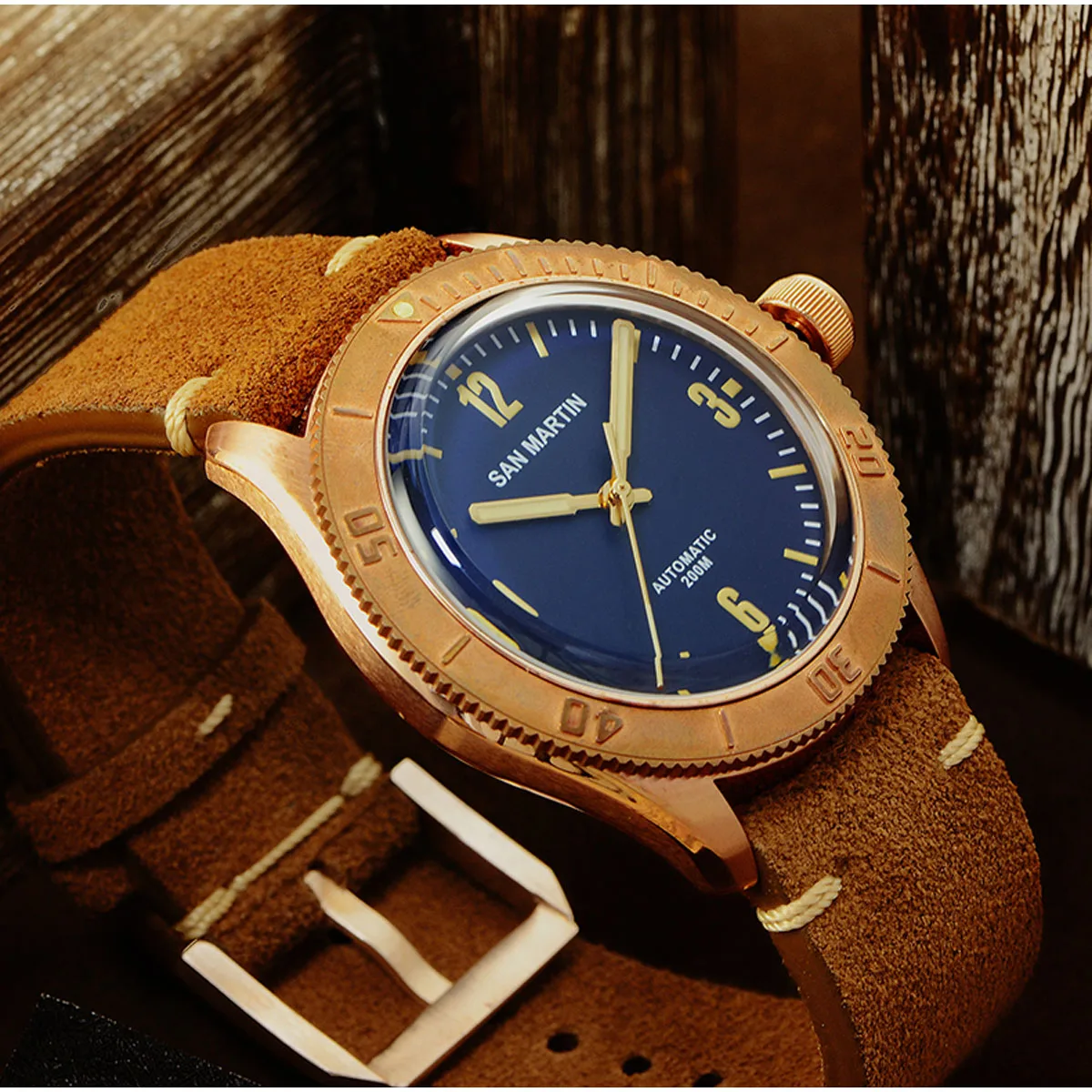 San Martin Cusn8 Bronze Luxury Mens Watches Automatic Diving Wristwatch Sapphire Glass Mechanical Waterproof C3 Luminous Watch
San Martin Cusn8 Bronze Luxury Mens Watches Automatic Diving Wristwatch Sapphire Glass Mechanical Waterproof C3 Luminous Watch