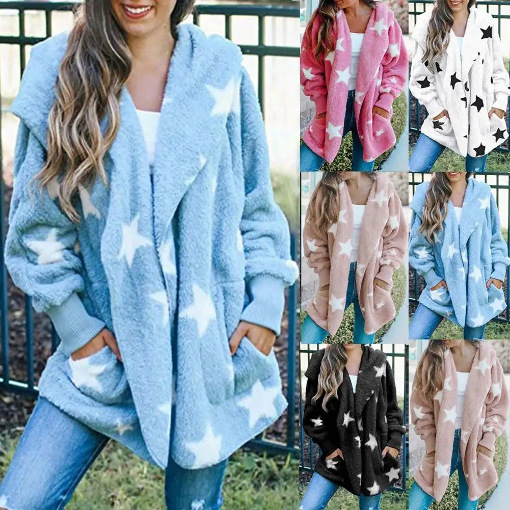 Women's Coat Long Sleeve Open Stitch Fleece Double Sided Jacket Velvet Star Print Casual Hooded Coat Outerwear Plus Size Coat
Women's Coat Long Sleeve Open Stitch Fleece Double Sided Jacket Velvet Star Print Casual Hooded Coat Outerwear Plus Size Coat