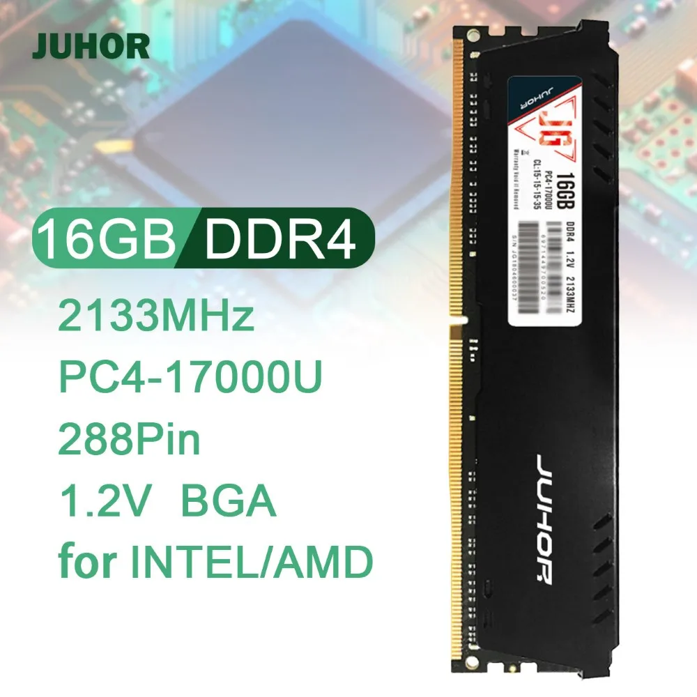 JUHOR 16G Memory DDR4 2133MHz 288Pin 1.2V Computer RAM High Speed Read/Write Desktop Memory with Heat Sink for AMD/INTEL
JUHOR 16G Memory DDR4 2133MHz 288Pin 1.2V Computer RAM High Speed Read/Write Desktop Memory with Heat Sink for AMD/INTEL