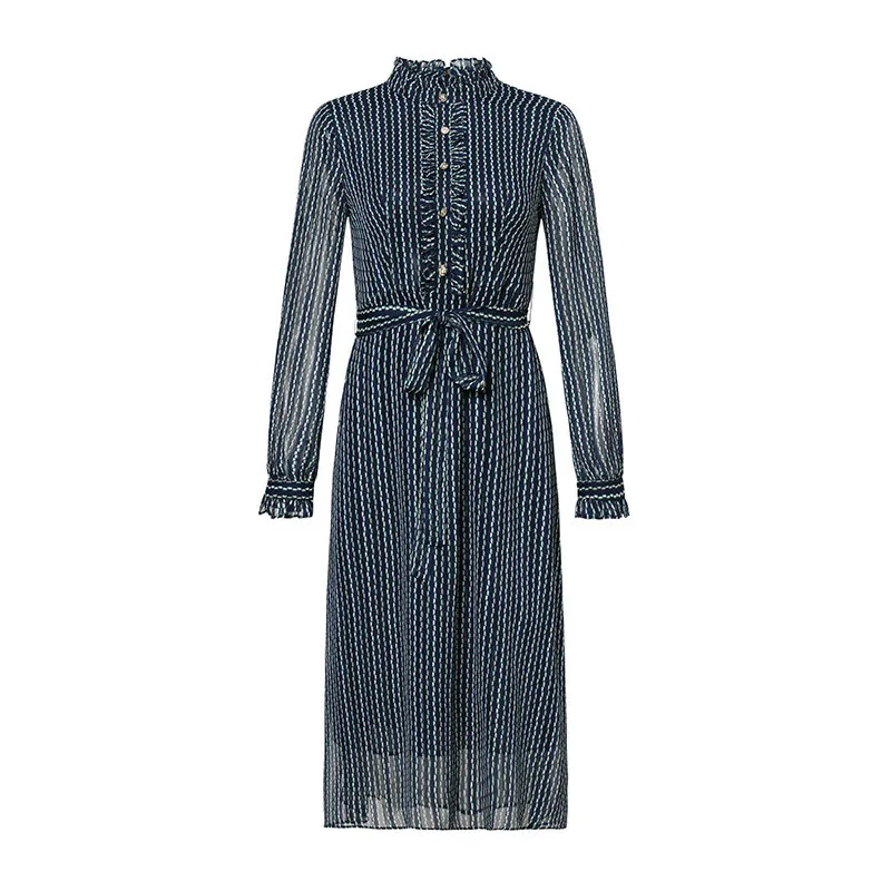 2021 Spring Woman Dress Long Sleeve Summer Tulle Dresses Striped Sashes Midi Casual Elegant Fashion Women Dress Robe Sukienki 
2021 Spring Woman Dress Long Sleeve Summer Tulle Dresses Striped Sashes Midi Casual Elegant Fashion Women Dress Robe Sukienki