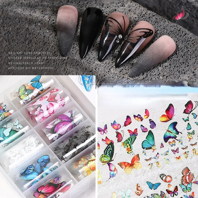 10pcs Colourful Big Butterfly 3D DIY Nail Art Decorations Stickers Foil Nail Art Decals Sliders Transfer Paper Wraps Manicure
10pcs Colourful Big Butterfly 3D DIY Nail Art Decorations Stickers Foil Nail Art Decals Sliders Transfer Paper Wraps Manicure