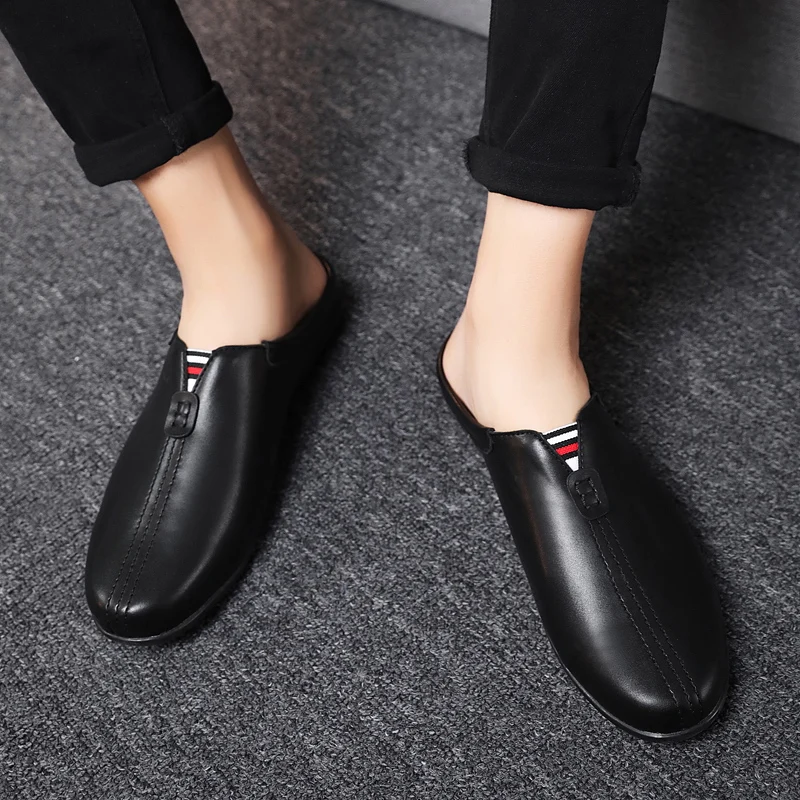 Original Half slippers for Men Black White Leather Men Shoes Plus Size Men Fashion Shoe Black Half Drag Flats Footwear For Men
Original Half slippers for Men Black White Leather Men Shoes Plus Size Men Fashion Shoe Black Half Drag Flats Footwear For Men
