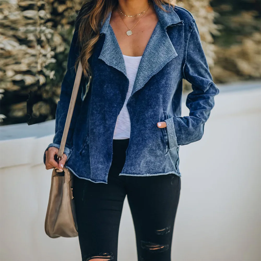 2022 Spring New Denim Jackets Pocket Casual Suit Jacket Women Fashion Long Sleeve Solid Color Lapel Jean Jacket Streetwear
2022 Spring New Denim Jackets Pocket Casual Suit Jacket Women Fashion Long Sleeve Solid Color Lapel Jean Jacket Streetwear