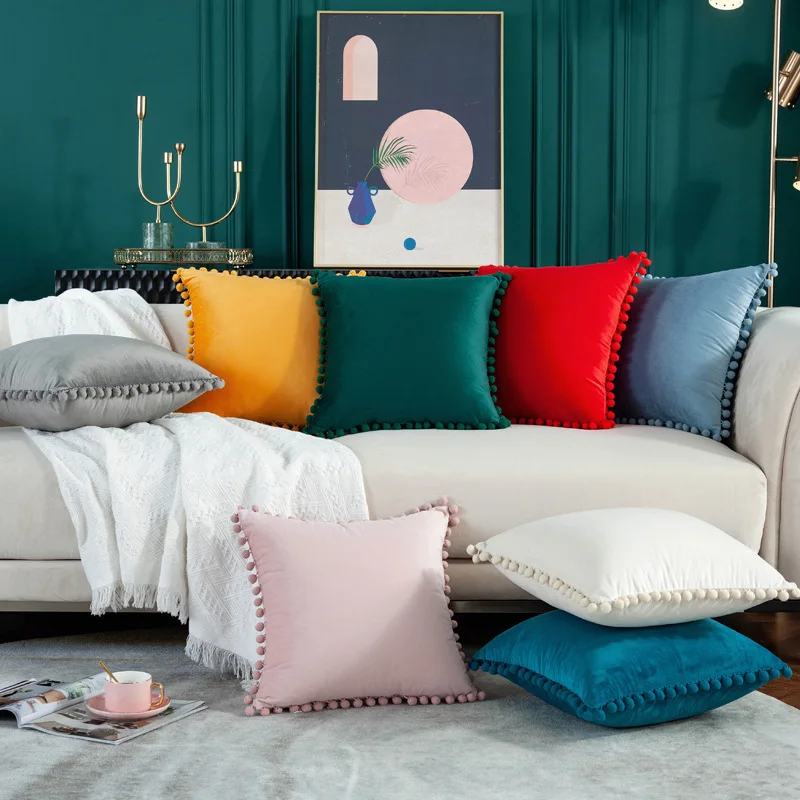 Velvet Decorative Cushion with Ball Home Decor Sofa Pillowcase Pure Color Drop Ball Plush Car Home Office Throw Pillowcase
Velvet Decorative Cushion with Ball Home Decor Sofa Pillowcase Pure Color Drop Ball Plush Car Home Office Throw Pillowcase