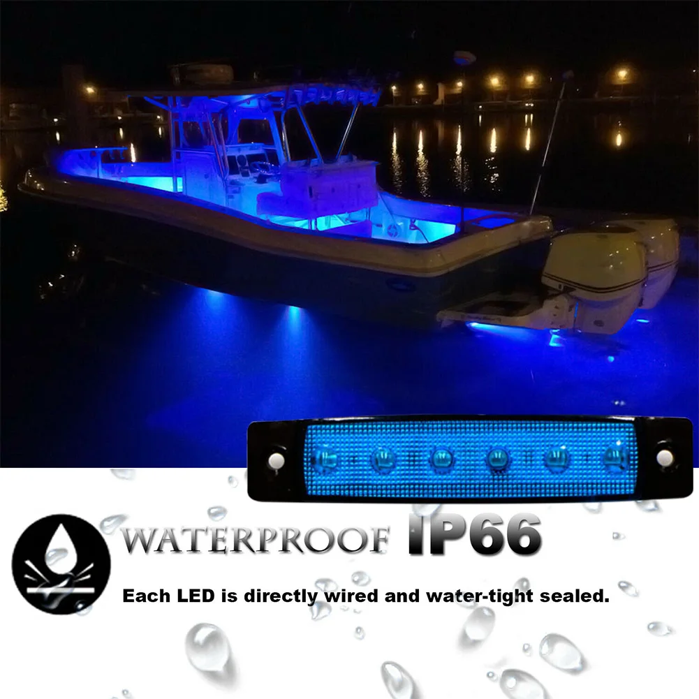 12PCS LED Marine Boat Courtesy Light Waterproof 6LED Boat Interior Navigation Blue Transom Step Lighting For Pontoon Yacht Kayak
12PCS LED Marine Boat Courtesy Light Waterproof 6LED Boat Interior Navigation Blue Transom Step Lighting For Pontoon Yacht Kayak