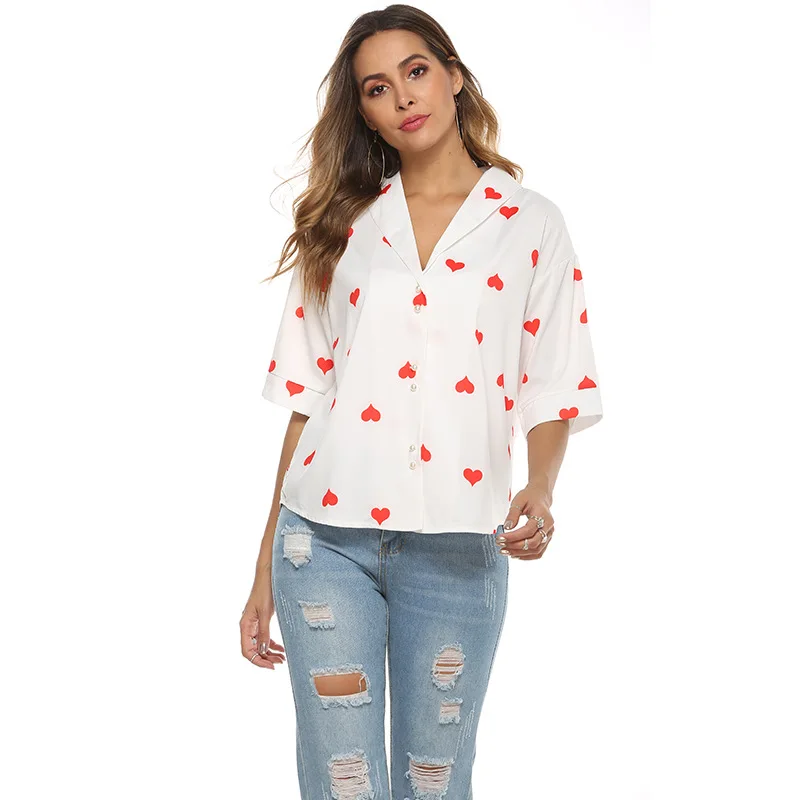 New Summer Sweet Love Print Medium Long Sleeve Loose Shirt Fashion Women Shirt Casual Top S
New Summer Sweet Love Print Medium Long Sleeve Loose Shirt Fashion Women Shirt Casual Top S