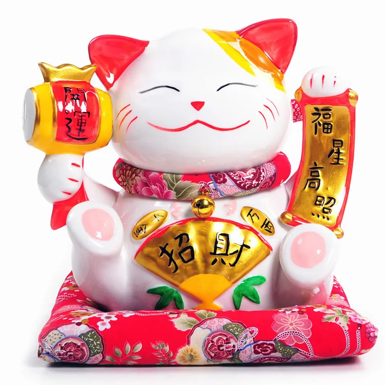 

9 INCH LARGE CERAMIC LUCKY LUCKY CAT MONEY PIGGY BANK OPENED TO HOME FURNISHING WEDDING GIFT ORNAMENTS